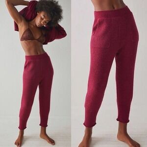 Free People Cozy Waffle Knit Thermal Jogger Pants Base Layer Womens Sz Large NEW